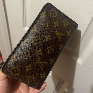 LB Vintage Monogram Zip Around Wallet Brown